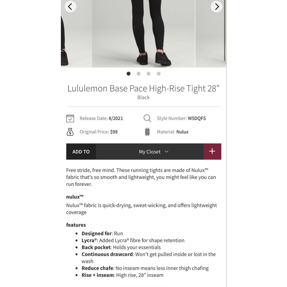 Lululemon Women’s Base Pace High-Rise Leggings Size 4 - Picture 10 of 10